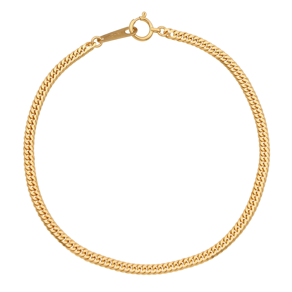 18金ブレスレット 6面W喜平チェーン 日本製 検定印 3.5g 17cm 引き輪