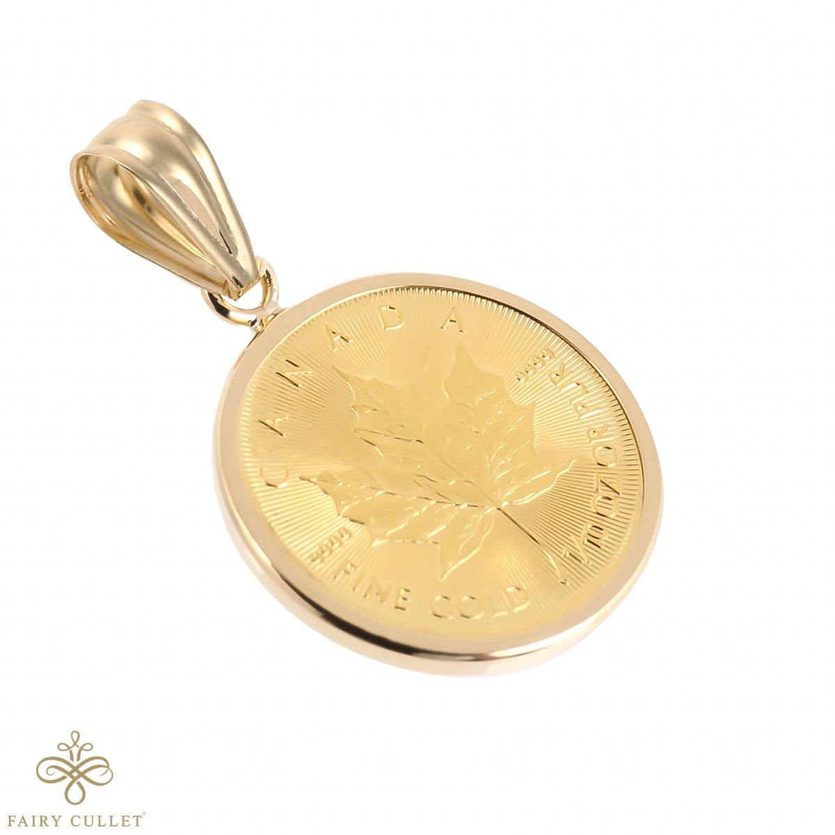 コインペンダントトップ メイプルリーフ金貨 1/10oz 3.65g  18金フレームの純金コイン